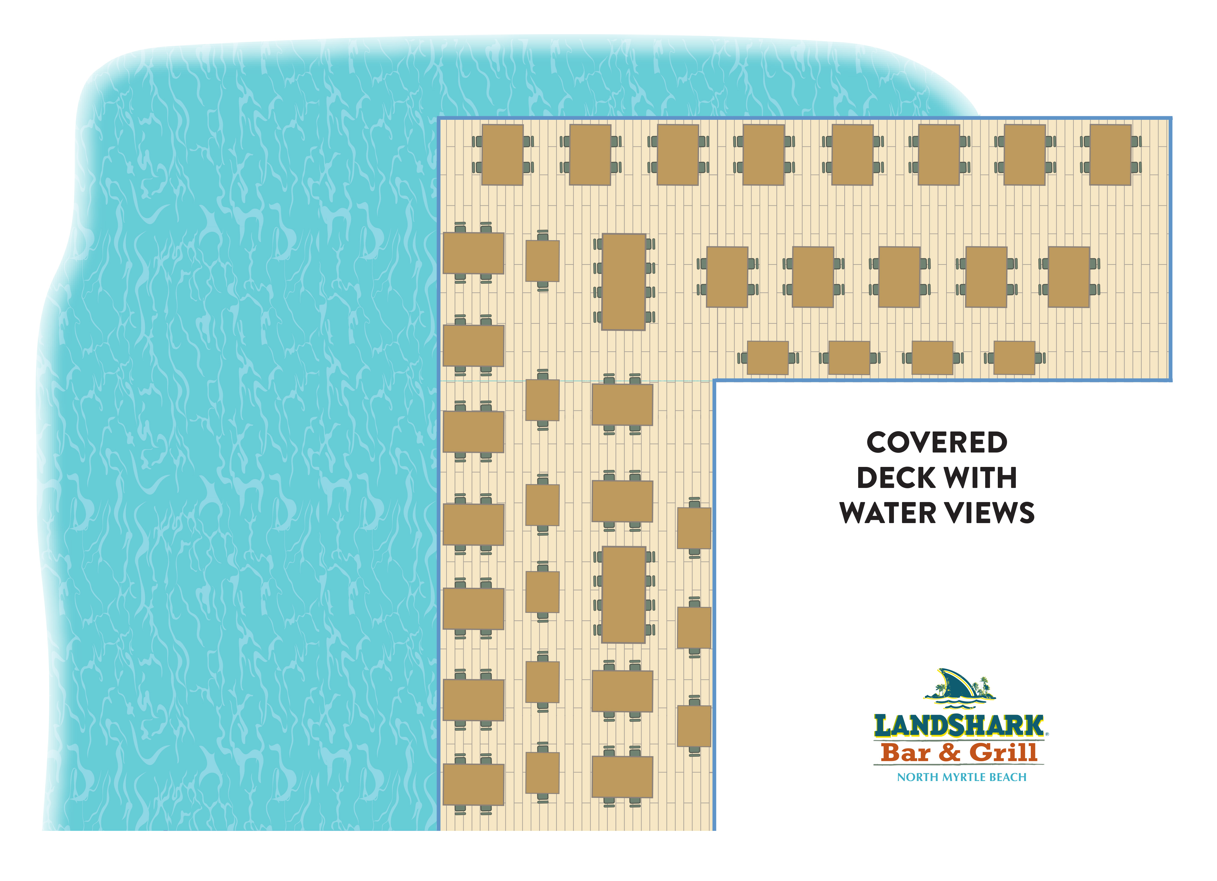 A image with a floor plan for covered deck of the property. Visually impaired customers please call for assistance.